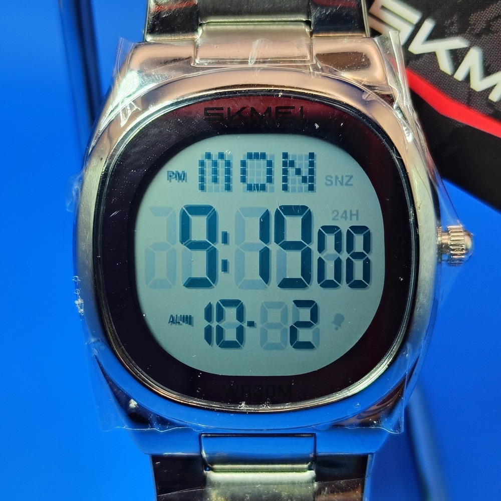 New 2024 Skmei 2419 39mm Mens Digital Dress Watch Stainless Steel NOS In Plastic